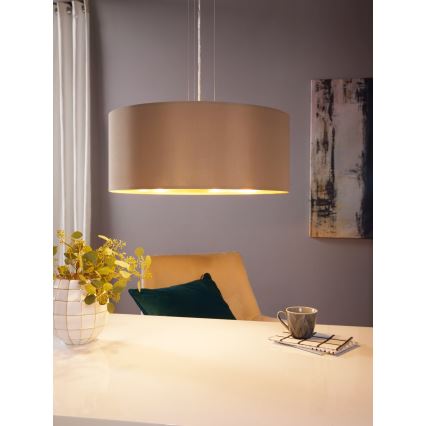 Eglo 78693 - Lámpara colgante MASERLO 3xE27/60W/230V diá. 53 cm beige/cobre