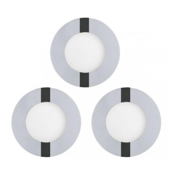 Eglo 78733 - Juego de 3 focos empotrables LED para baño FUEVA, 1xLED/2,7W/230V, IP44, Ø 8,5 cm