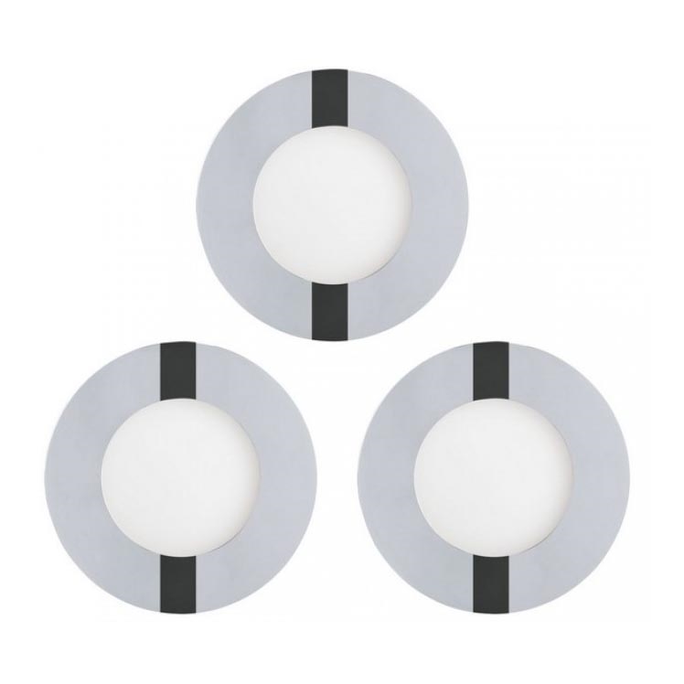 Eglo 78733 - Juego de 3 focos empotrables LED para baño FUEVA, 1xLED/2,7W/230V, IP44, Ø 8,5 cm
