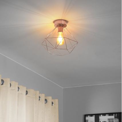 Eglo 79256 - Lámpara de araña de luces de superficie BYRON 1xE27/60W/230V cobre