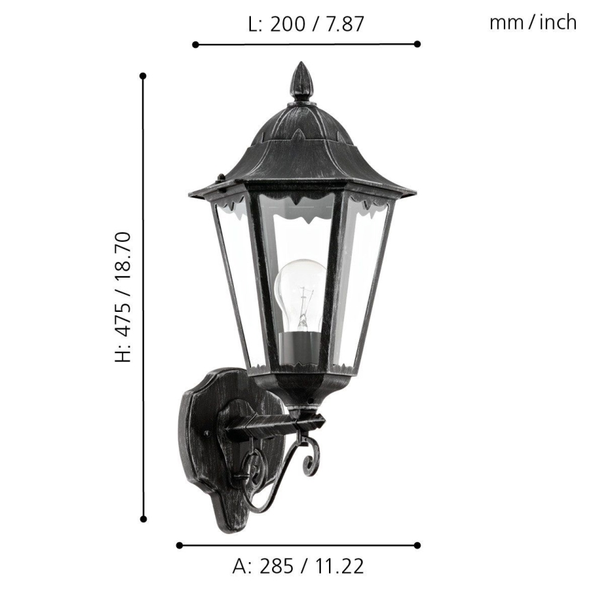 Eglo 79267 - Aplique de exterior NAVEDO 1xE27/60W/230V IP44