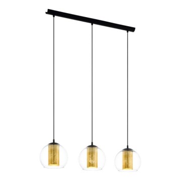 Eglo 79461 - Lámpara colgante con cable BOLSANO 3xE27/28W/230V dorada/negra
