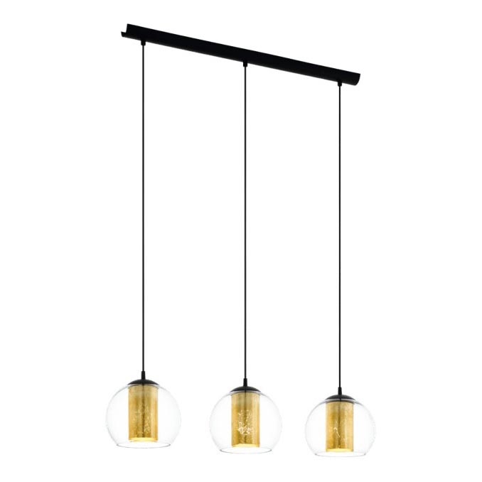Eglo 79461 - Lámpara colgante con cable BOLSANO 3xE27/28W/230V dorada/negra