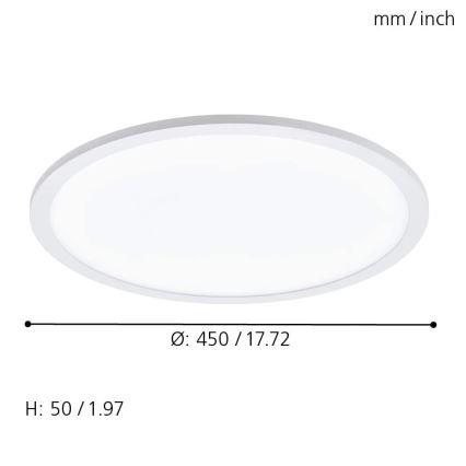 Eglo 79469 - Plafón LED regulable POZZALLO LED/21W/230V 2700-6500K blanco + control remoto