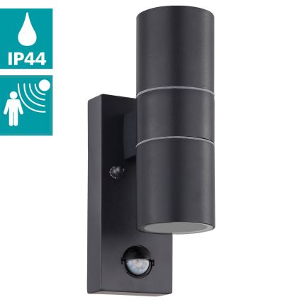 Eglo 79545 - Lámpara de exterior LED con sensor ARAPONGAS 2xGU10/2,8W/230V IP44 negro