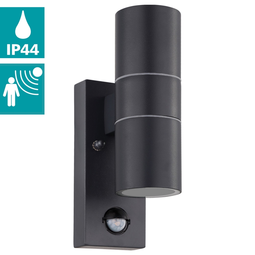 Eglo 79545 - Lámpara de exterior LED con sensor ARAPONGAS 2xGU10/2,8W/230V IP44 negro