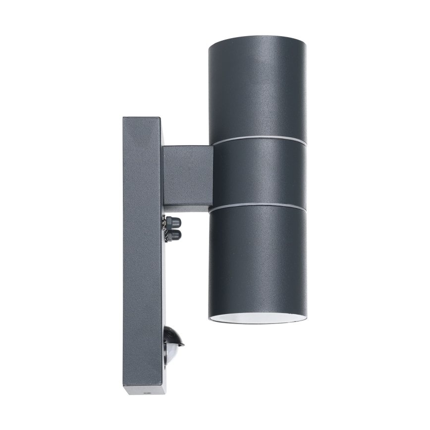 Eglo 79545 - Lámpara de exterior LED con sensor ARAPONGAS 2xGU10/2,8W/230V IP44 negro