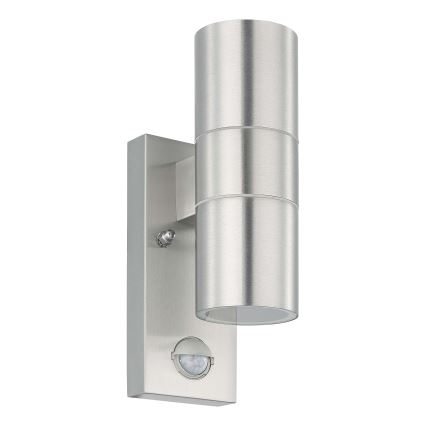 Eglo 79594 - LED Aplique para exterior con sensor ARAPONGAS 2xGU10/2,8W/230V IP44 cromo mate