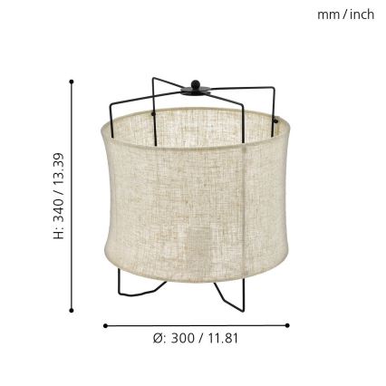 Eglo 79645 - Lámpara de mesa BRIDEKIRK 1xE27/40W/230V beige