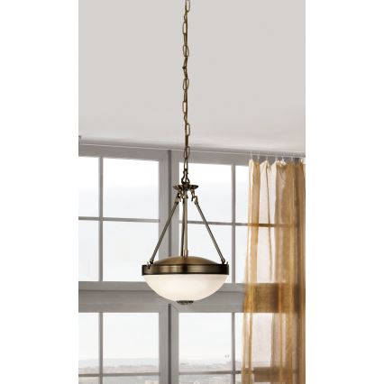 EGLO - Lámpara colgante con cadena 2xE27/60W/230V bronce