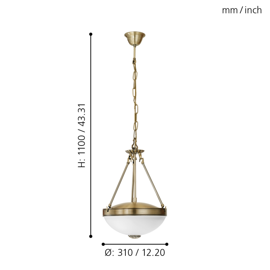 EGLO - Lámpara colgante con cadena 2xE27/60W/230V bronce