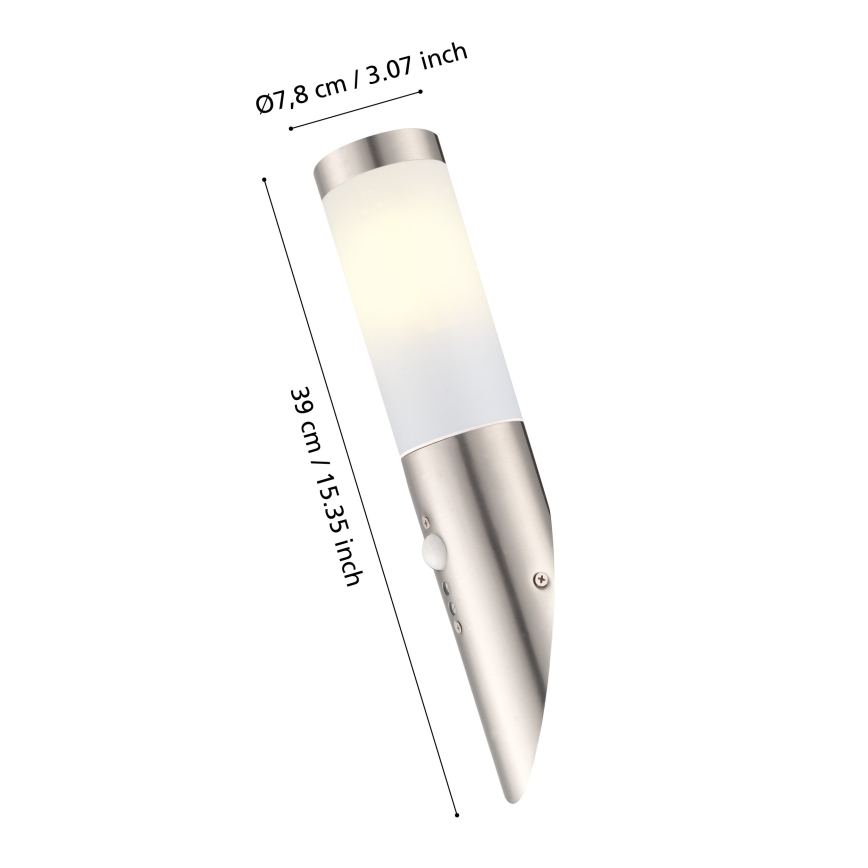 Eglo - Aplique exterior con sensor 1xE27/15W IP44