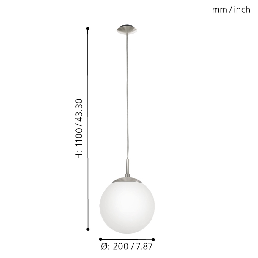 EGLO - Lámpara colgante 1xE27/60W/230V diá. 20 cm