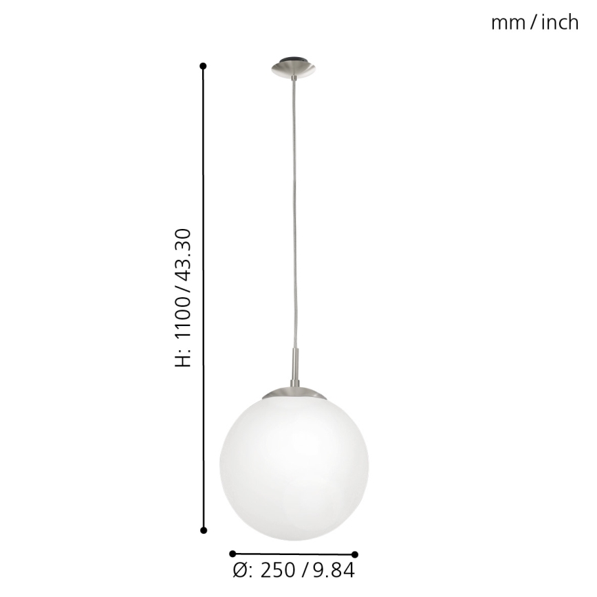 EGLO - Lámpara colgante 1xE27/60W/230V diá. 25 cm blanco