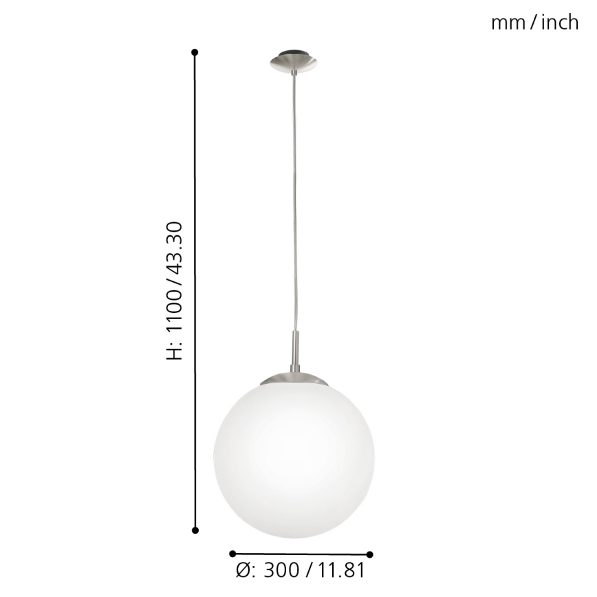 EGLO - Lámpara colgante 1xE27/60W/230V diá. 30 cm blanco