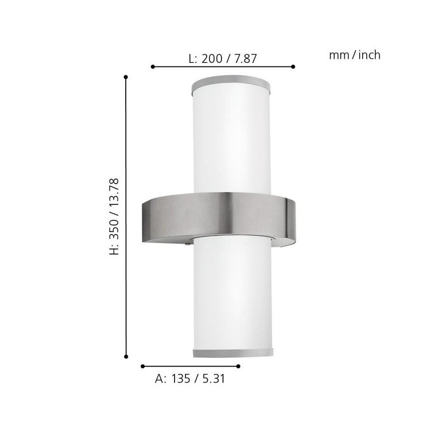 Eglo - Aplique exterior 2xE27/60W plateado / blanco IP44