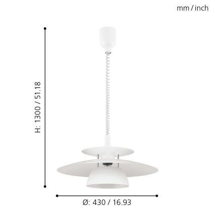 Eglo - Lámpara colgante ajustable 1xE27/60W/230V