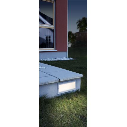 EGLO 88008 - Luminaria empotrada para exterior ZIMBA 1xE27/60W plateada/blanca IP44