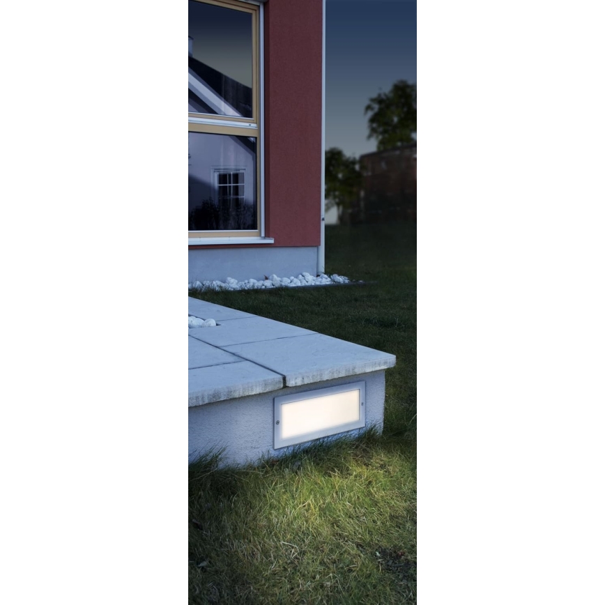 EGLO 88008 - Luminaria empotrada para exterior ZIMBA 1xE27/60W plateada/blanca IP44