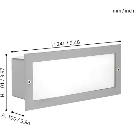 EGLO 88008 - Luminaria empotrada para exterior ZIMBA 1xE27/60W plateada/blanca IP44