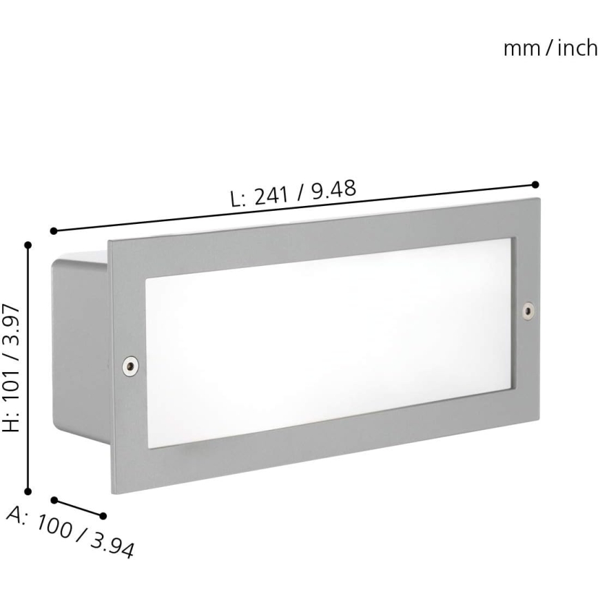EGLO 88008 - Luminaria empotrada para exterior ZIMBA 1xE27/60W plateada/blanca IP44