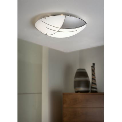 Eglo - Plafón 1 x E27/60W plateado / blanco