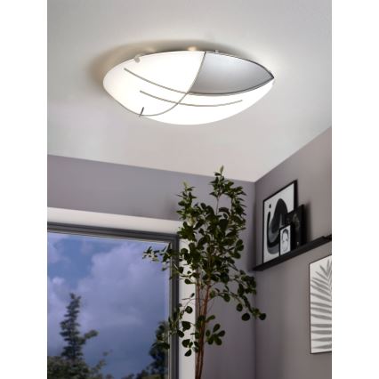 Eglo - Plafón 1 x E27/60W plateado / blanco