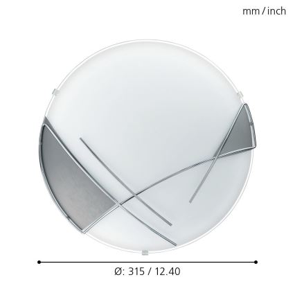 Eglo - Plafón 1 x E27/60W plateado / blanco