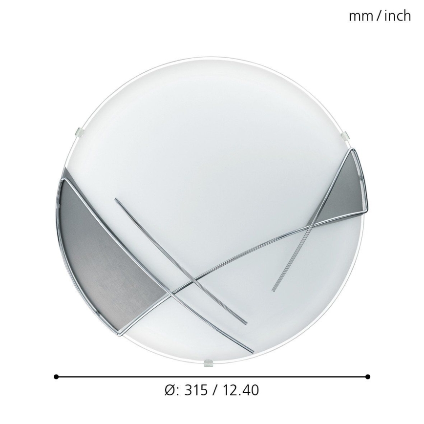 Eglo - Plafón 1 x E27/60W plateado / blanco