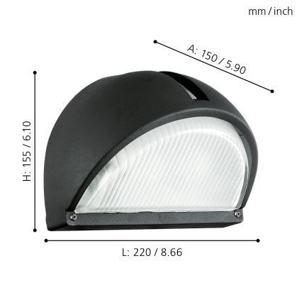 Eglo - Aplique exterior 1xE27/60W negro IP44