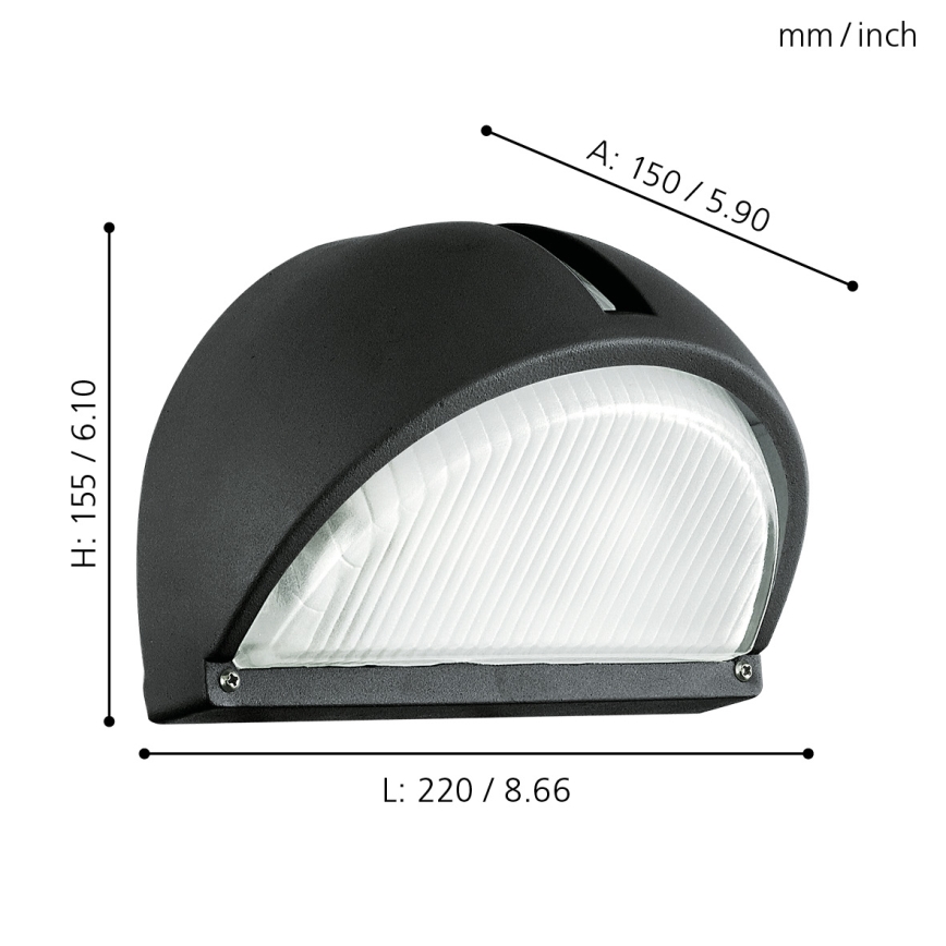 Eglo - Aplique exterior 1xE27/60W negro IP44