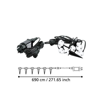 Eglo - Cadena decorativa LED para exterior SPINETOLI 6xLED IP65