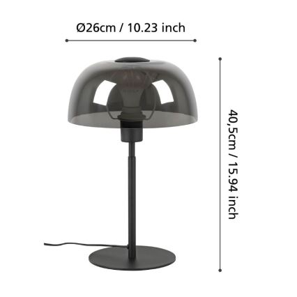 Eglo - Lámpara de mesa 1xE27/40W/230V negra/gris