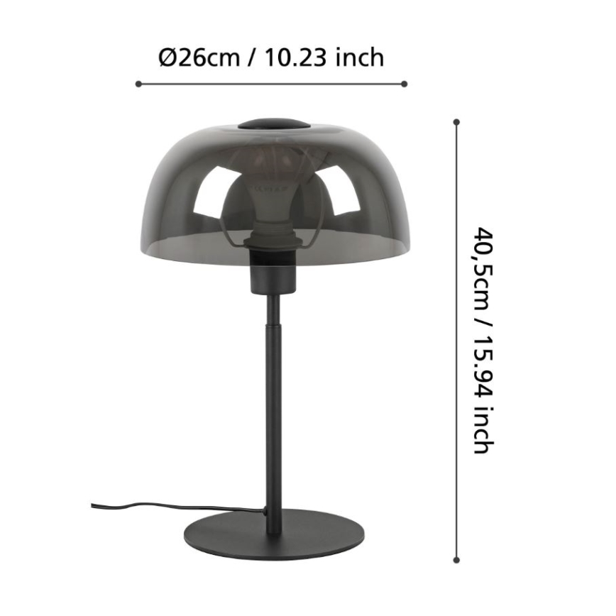 Eglo - Lámpara de mesa 1xE27/40W/230V negra/gris