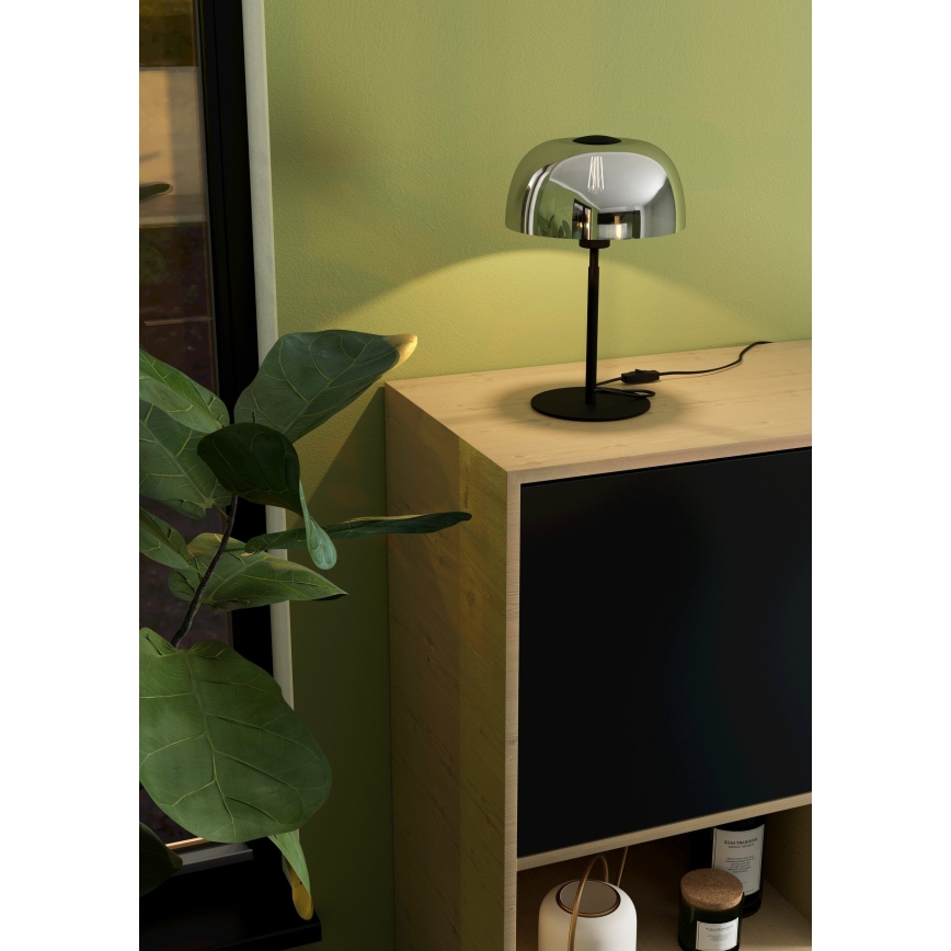 Eglo - Lámpara de mesa 1xE27/40W/230V negro/gris