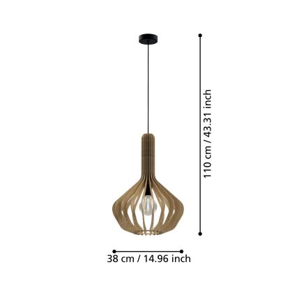 Eglo - Lámpara colgante con cable 1xE27/40W/230V diámetro 38 cm beige