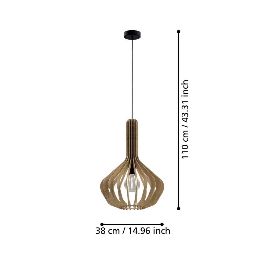 Eglo - Lámpara colgante con cable 1xE27/40W/230V diámetro 38 cm beige