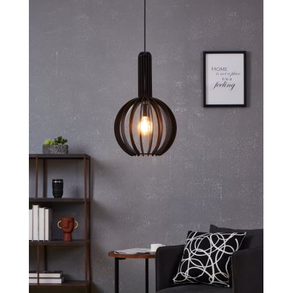 Eglo - Lámpara colgante con cable 1xE27/40W/230V diámetro 31 cm negro
