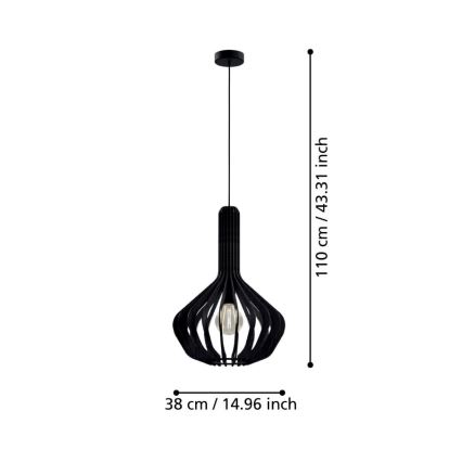 Eglo - Lámpara colgante 1xE27/40W/230V diá. 38 cm negro