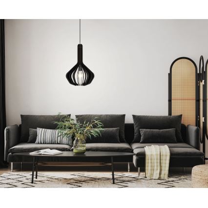 Eglo - Lámpara colgante con cable 1xE27/40W/230V diámetro 38 cm negro