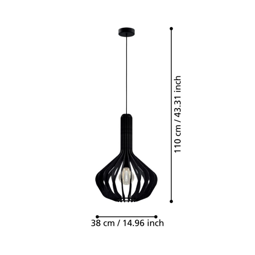 Eglo - Lámpara colgante con cable 1xE27/40W/230V diámetro 38 cm negro