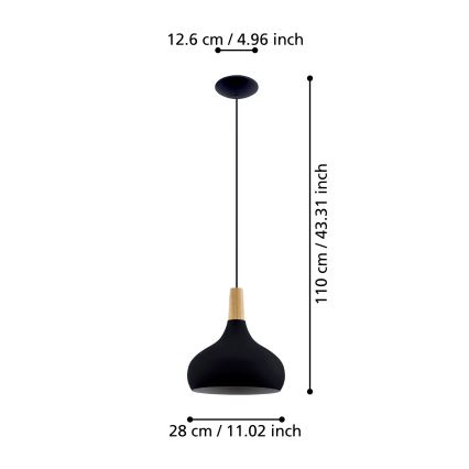 Eglo - Lámpara colgante con cable 1xE27/40W/230V diámetro 28 cm