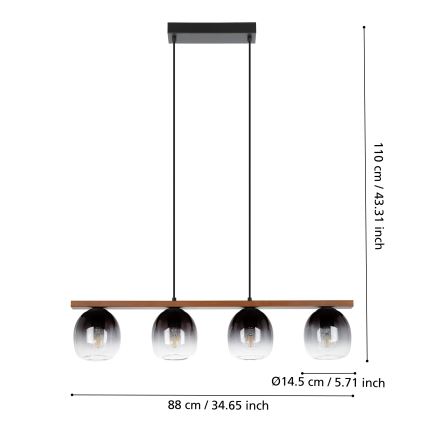 Eglo - Lámpara colgante 4xE27/40W/230V