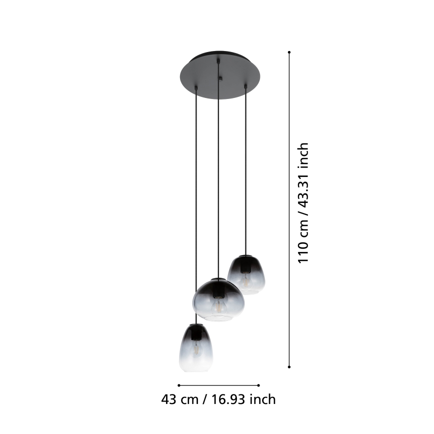 Eglo - Lámpara colgante con cable 3xE27/40W/230V diámetro 43 cm