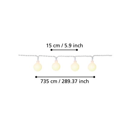 Eglo - Cadena decorativa LED para exterior 50xLED/0,066W/4,5V IP44