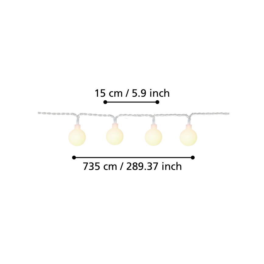 Eglo - Cadena decorativa LED para exterior 50xLED/0,066W/4,5V IP44