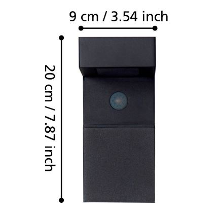Eglo - Lámpara solar LED exterior con sensor 18xLED/0,2W/3,7V 2200 mAh IP44