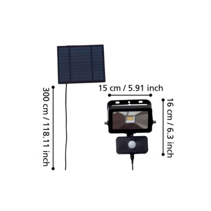 Eglo - Reflector solar LED con sensor 15xLED/0,03W/3,7V 2600 mAh IP44