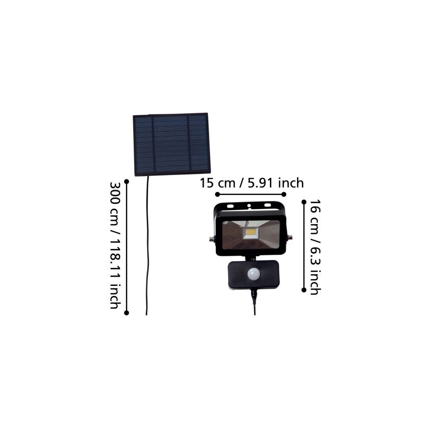 Eglo - Reflector solar LED con sensor 15xLED/0,03W/3,7V 2600 mAh IP44