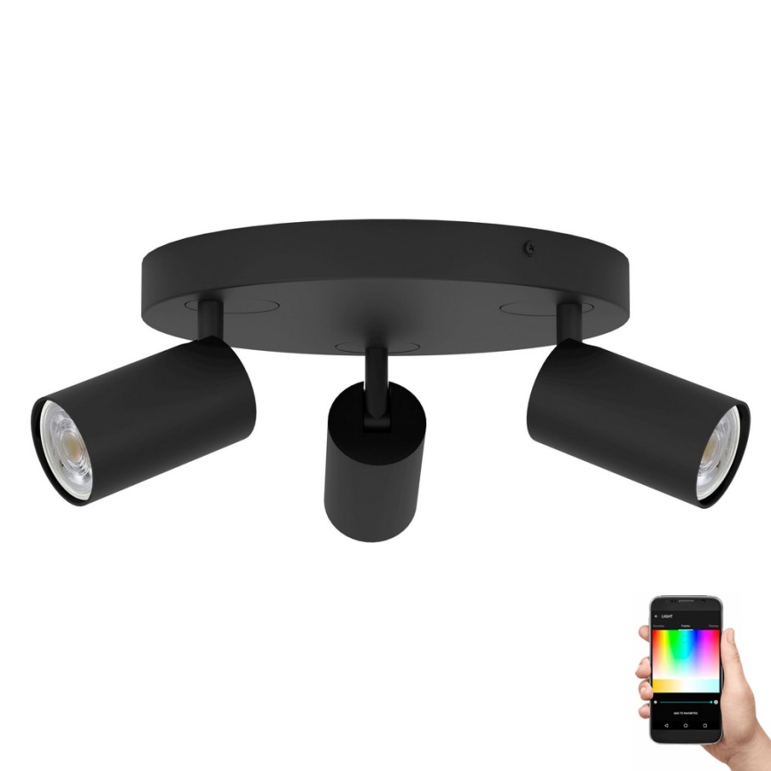 Eglo - Foco LED RGBW regulable 3xGU10/4,9W/230V negro